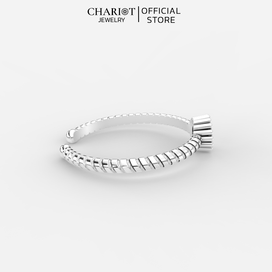 Nhẫn Bạc NCJ38 Xoắn Đá Đen Chariot Jewelry