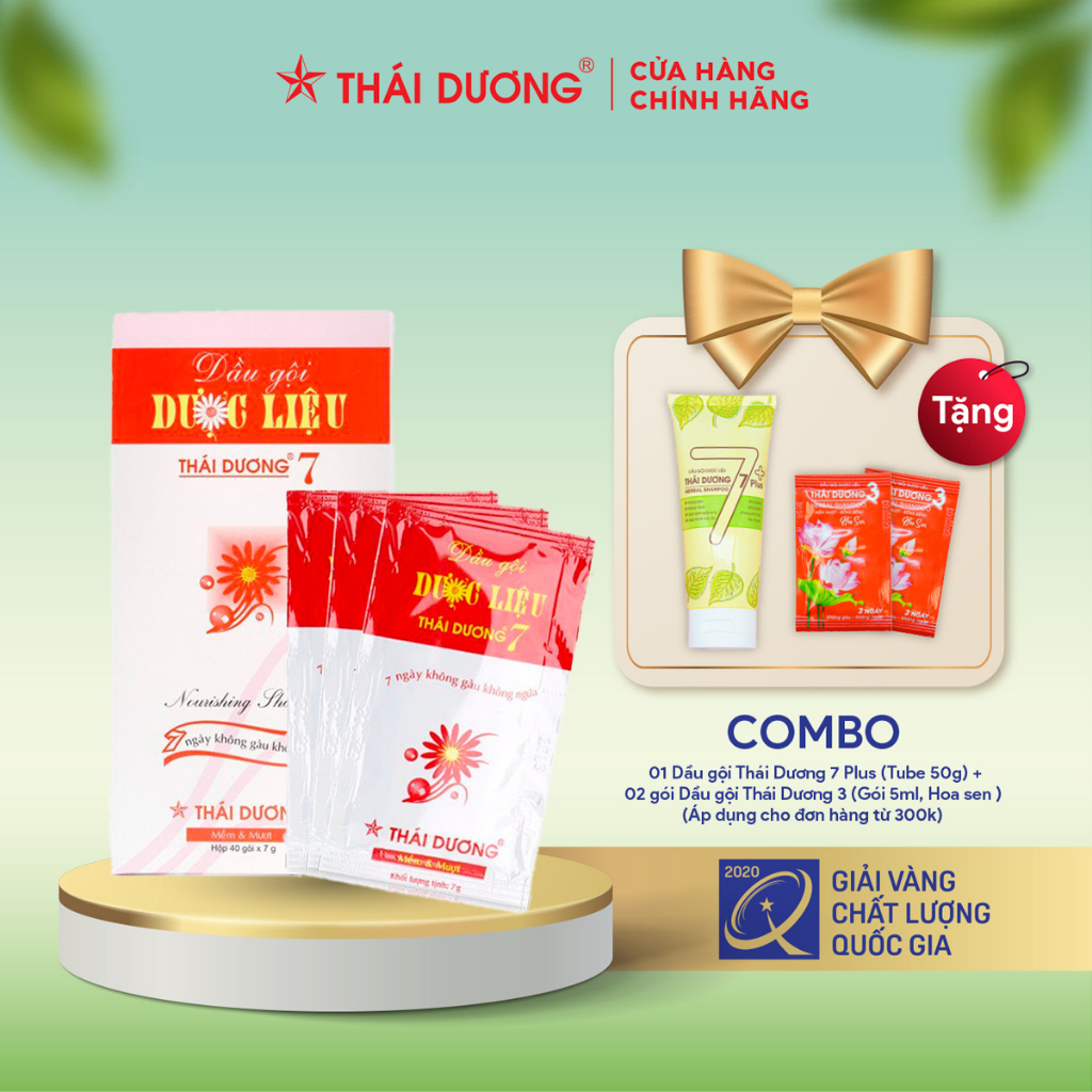 Dầu gội dược liệu Thái Dương 7 hộp 40 gói- Sao Thái Dương