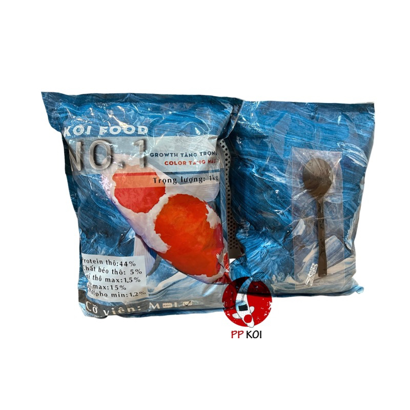 Cám No.1 Growth tăng trọng 44% đạm chuyên dùng cho Cá Koi, Cá Chép, Cá Vàng - Túi 1kg