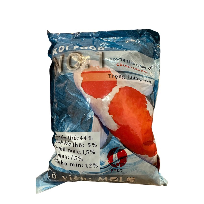 Cám No.1 Growth tăng trọng 44% đạm chuyên dùng cho Cá Koi, Cá Chép, Cá Vàng - Túi 1kg