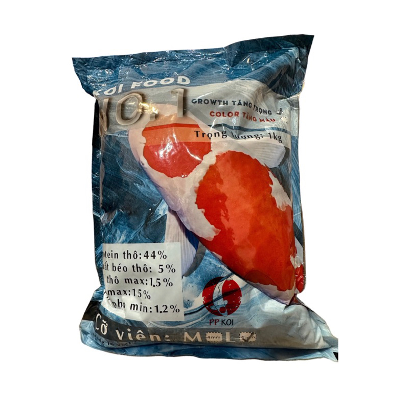 Cám No.1 Growth tăng trọng 44% đạm chuyên dùng cho Cá Koi, Cá Chép, Cá Vàng - Túi 1kg