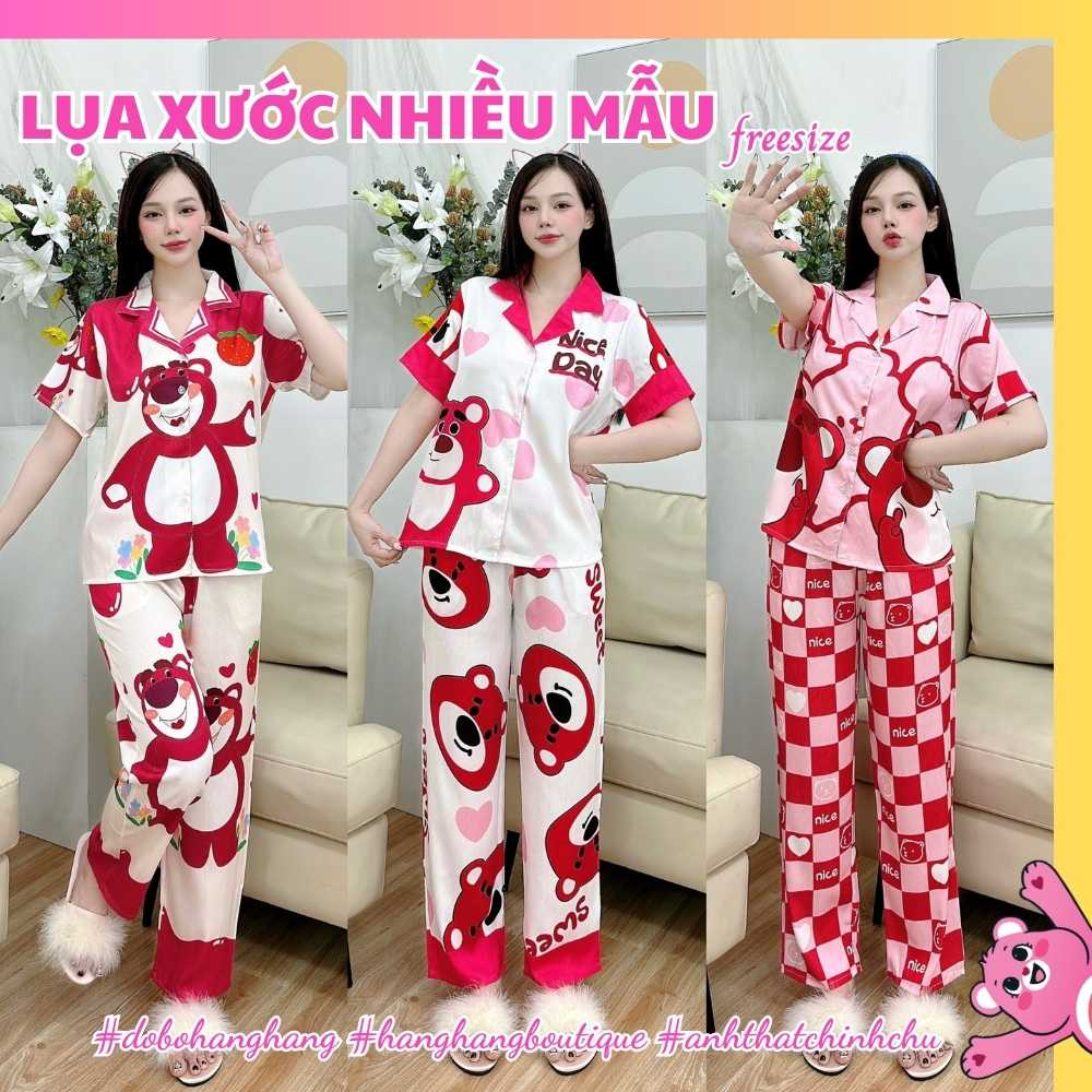 Bộ pijama cộc tay ngắn, pijama lụa xước thiết kế, đồ bộ mặc nhà giá rẻ, đồ ngủ nữ cute, đồ bộ nữ hot trend mẫu mới