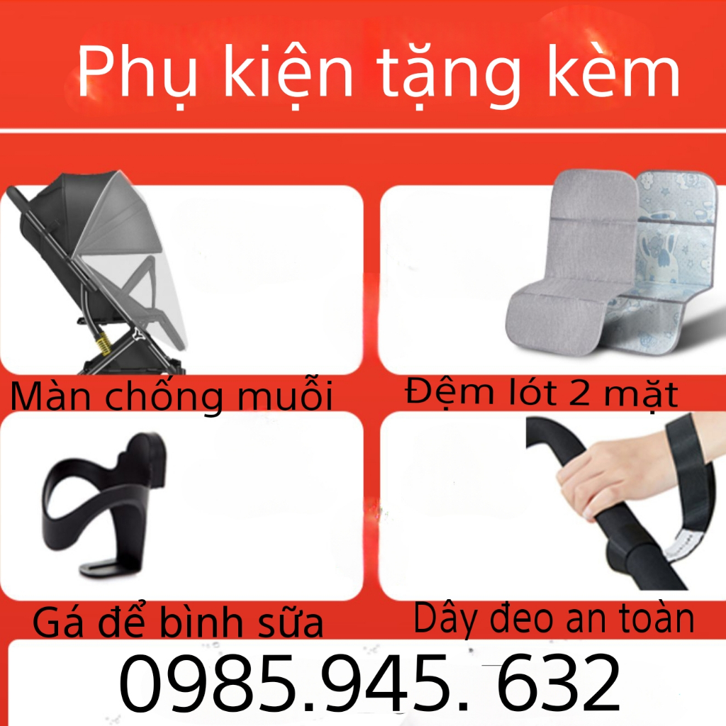 Xe đẩy gấp gọn siêu nhẹ 2 chiều trước - sau, 3 tư thế ngồi, ngả, nằm có tay kéo xe mẫu mới 2023. Xe đẩy cho bé du lịch