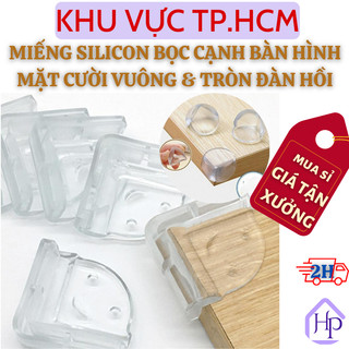 Miếng bịt góc bàn, bọc cạnh bàn bằng silicon loại vuông và tròn hình mặt cười tránh va đập an toàn cho bé và người sử dụ