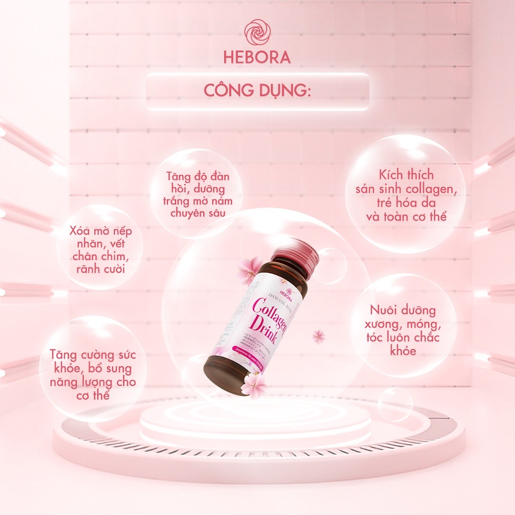 [Hebora Chính Hãng] Nước Uống Hebora Collagen Drink 50ml Set 10 Lọ