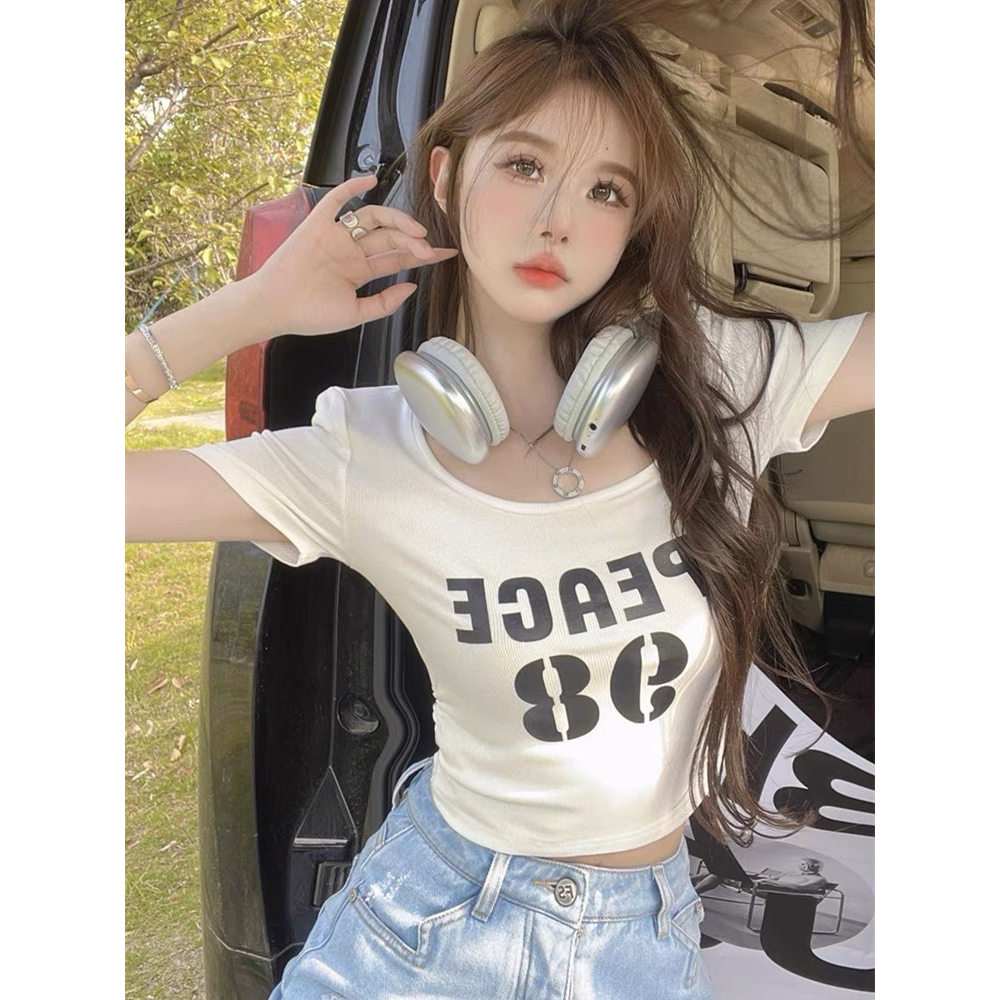 Áo Croptop Tay Ngắn In Chữ 98 Chất Thun Borzip