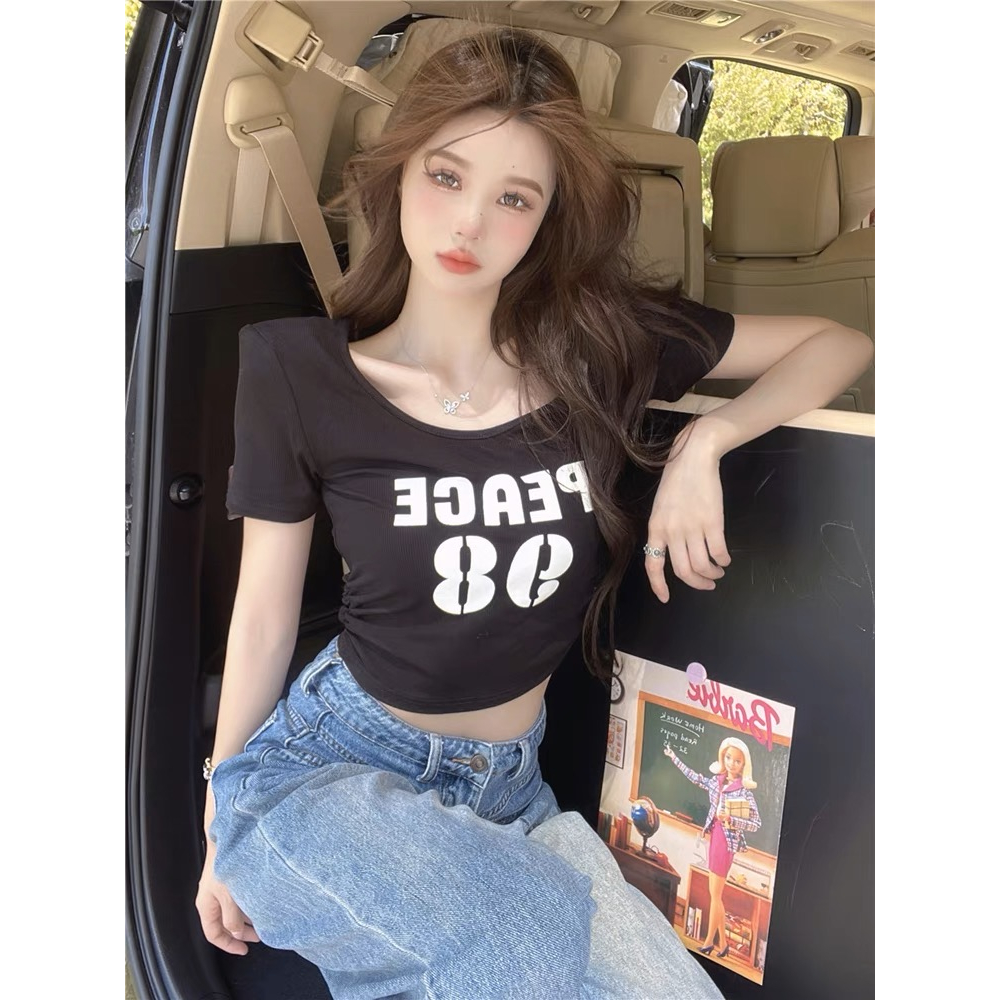 Áo Croptop Tay Ngắn In Chữ 98 Chất Thun Borzip