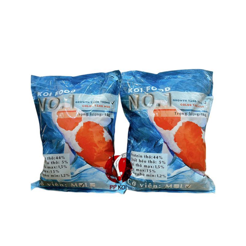 Cám No.1 Growth tăng trọng 44% đạm chuyên dùng cho Cá Koi, Cá Chép, Cá Vàng - Túi 1kg