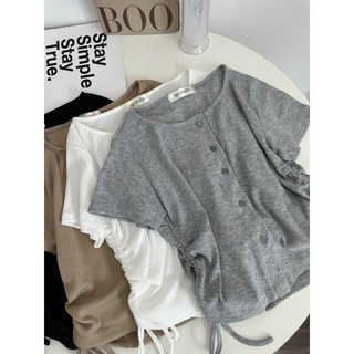 Áo Croptop rút eo cúc giữa (3290) - MIDISTORE