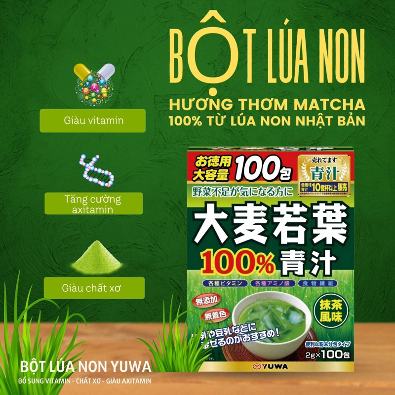 Bột trà lúa non Barley_100 gói Hàng nội địa Nhật 👍🏻
