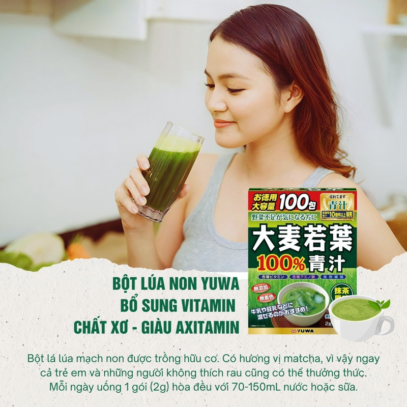 Bột trà lúa non Barley_100 gói Hàng nội địa Nhật 👍🏻