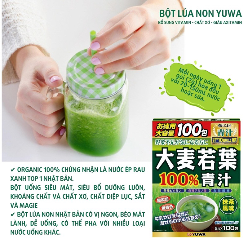 Bột trà lúa non Barley_100 gói Hàng nội địa Nhật 👍🏻