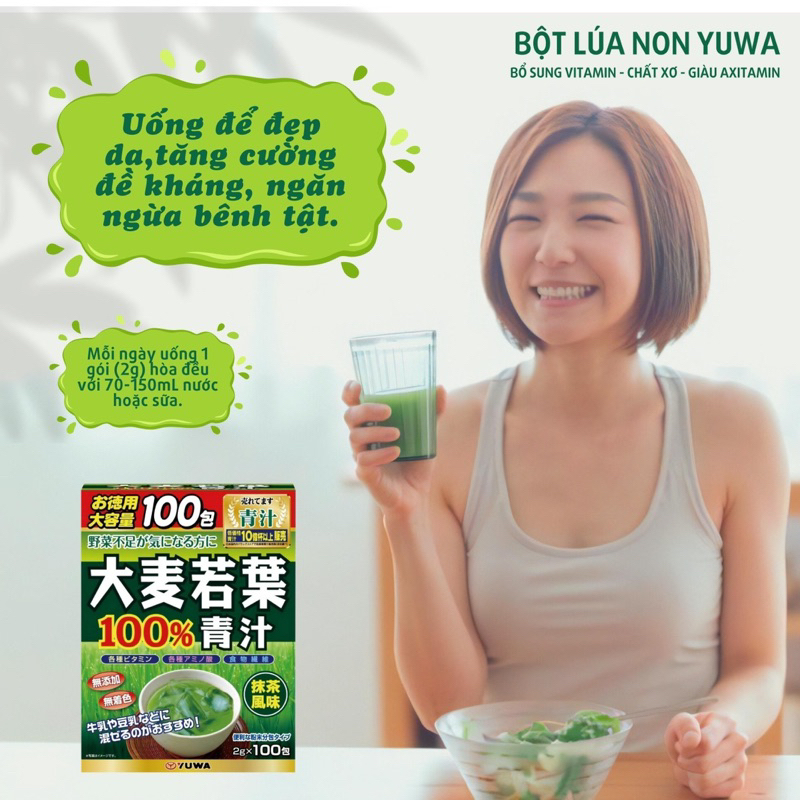 Bột trà lúa non Barley_100 gói Hàng nội địa Nhật 👍🏻