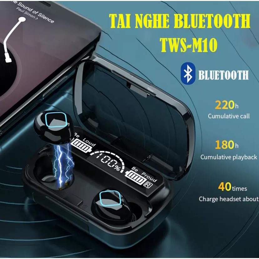 Tai Nghe Bluetooth Không Dây M10 Phiên Bản Pro Nâng Cấp  Cao Cấp Pin Trâu, Nút Cảm Ứng, Màn Hình Led Gaming