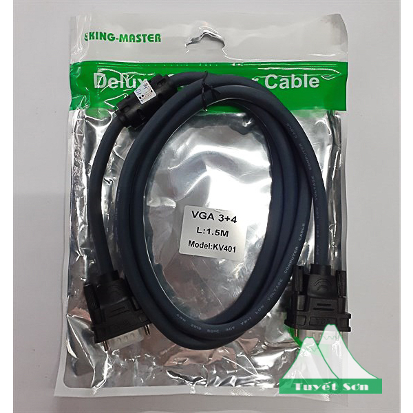 Cáp VGA KingMaster KV401  1.5m/3m/5m Full HD 1900*1080P Hãng phân phối, Đen, Chạy Full Màn Hình