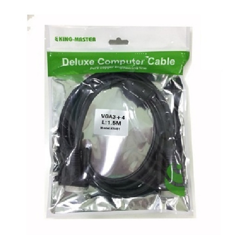 Cáp VGA KingMaster KV401  1.5m/3m/5m Full HD 1900*1080P Hãng phân phối, Đen, Chạy Full Màn Hình