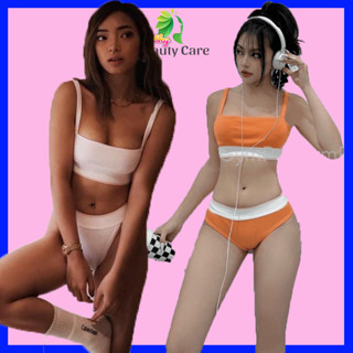 BỘ ĐỒ LÓT NỮ CALVIN KLEIN CK CAM TRẮNG (SẴN MÚT NGỰC)