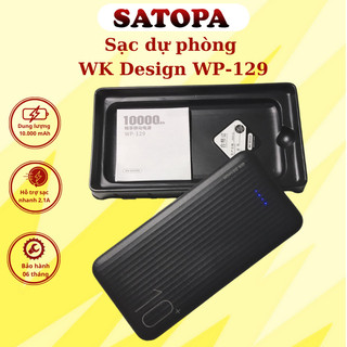 Cục sạc dự phòng 10000 mAh WK WP-129 sạc nhanh nhỏ gọn mini sạc 2 thiết bị cùng lúc tiện lợi