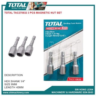 Bộ 3 mũi vít bắn tôn 8mm 45mm total tac270832