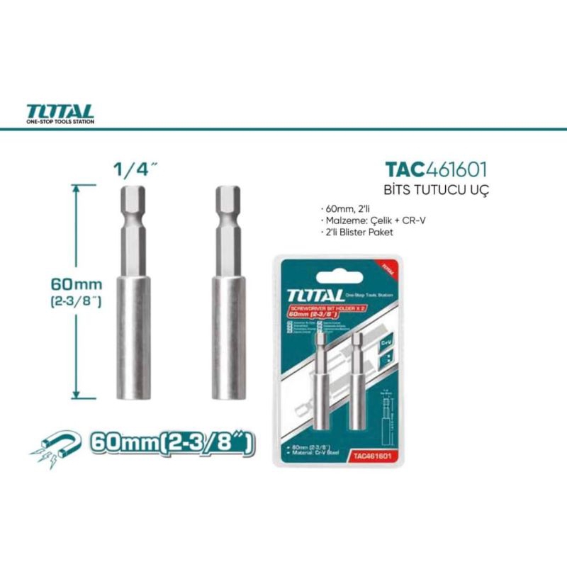 Bộ 2 mũi gắn vít có nam châm TOTAL TAC461601