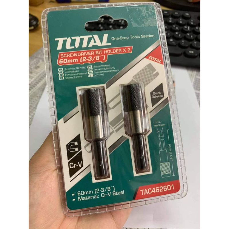 Bộ 2 mũi gắn vít kiểu tháo nhanh có nam châm TOTAL TAC462601