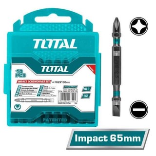 Hộp 10 mũi vít 2 đầu bake và dẹp dài 65mm thép đen s2 total tacim16hl133