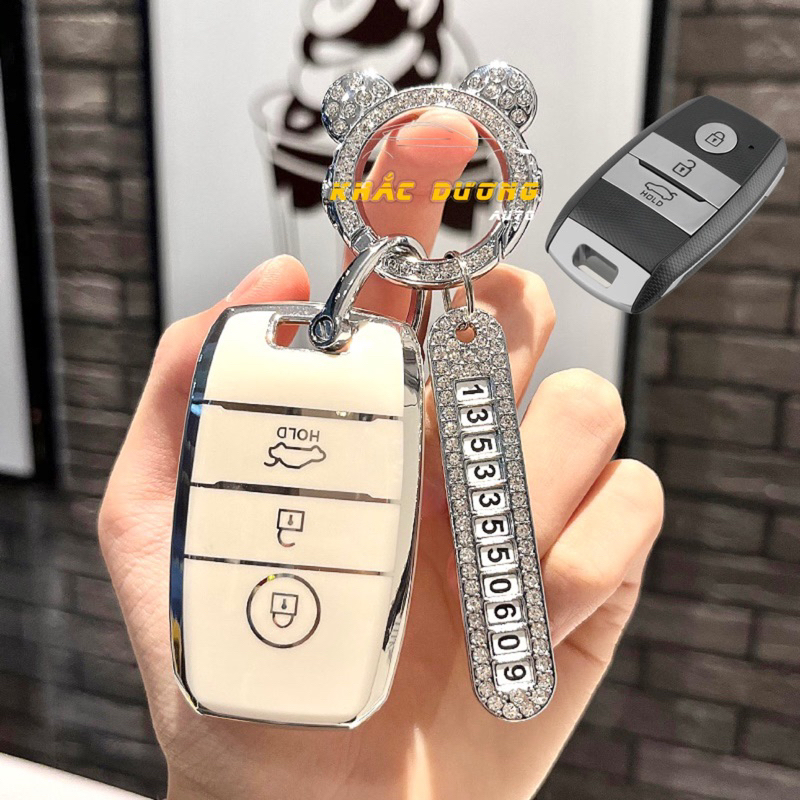 Ốp chìa khoá Kia Morning Cerato Seltos TPU đính đá nhân tạo sang trọng