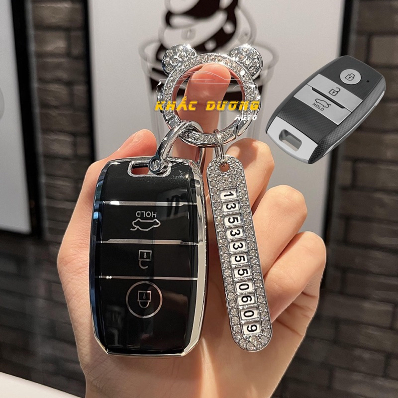Ốp chìa khoá Kia Morning Cerato Seltos TPU đính đá nhân tạo sang trọng