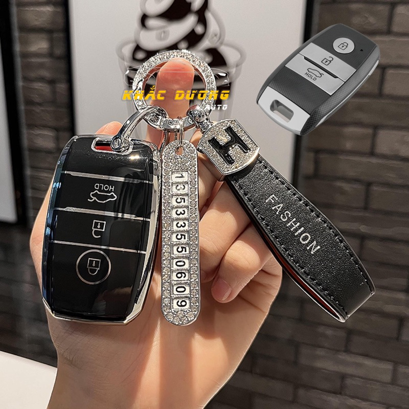 Ốp chìa khoá Kia Morning Cerato Seltos TPU đính đá nhân tạo sang trọng