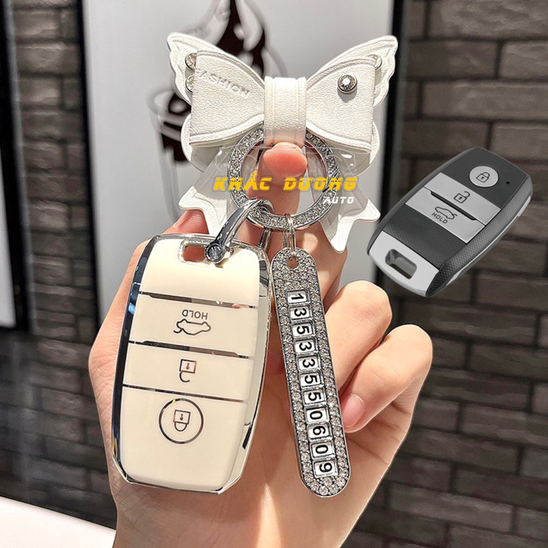 Ốp chìa khoá Kia Morning Cerato Seltos TPU đính đá nhân tạo sang trọng