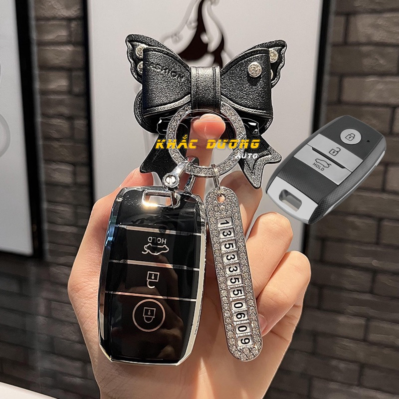 Ốp chìa khoá Kia Morning Cerato Seltos TPU đính đá nhân tạo sang trọng