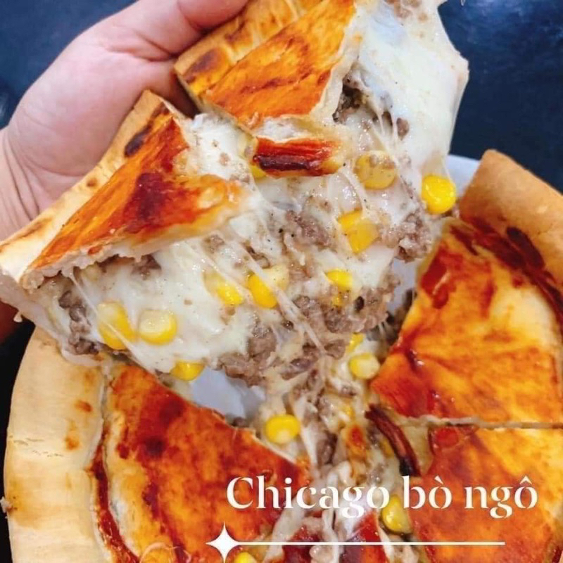 Piza chicago siêu phô mai nhân nhồi bánh nặng 500gr