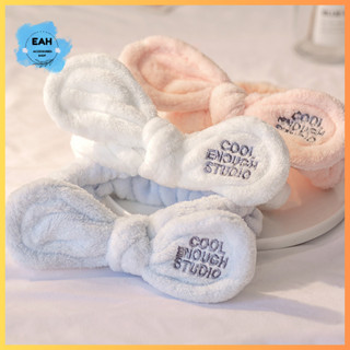 Băng đô rửa mặt nam nữ, băng đô nơ thêu chữ nhiều màu, cài tóc skincare, makeup mới.