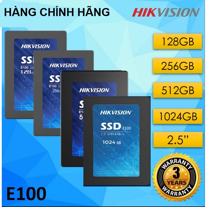 Ổ cứng SSD HIKVISION E100 - HIKSEMI e100 128Gb 256Gb 512GB 2.5" sata - Chính Hãng Bảo Hành 3 Năm