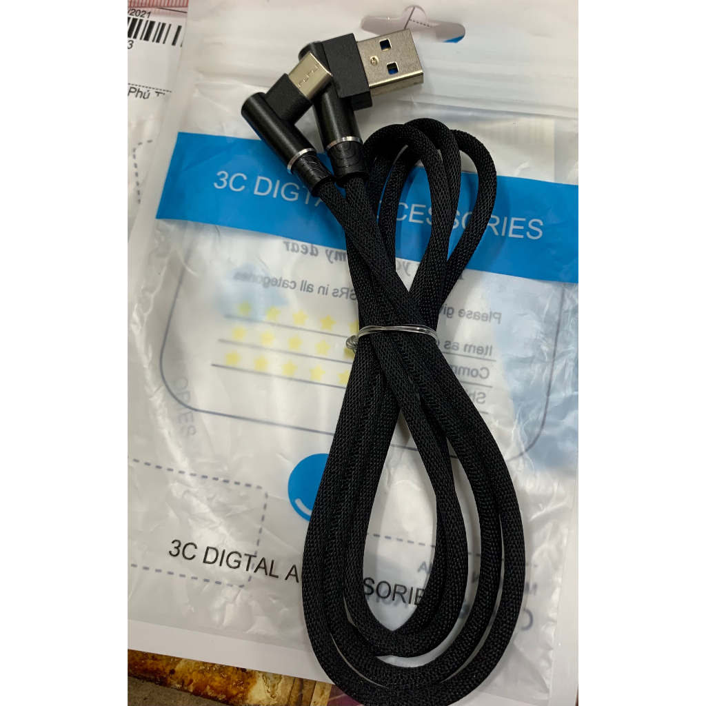 Cáp Sạc Nhanh Usb type C cong 90 độ, màu ngẫu nhiên