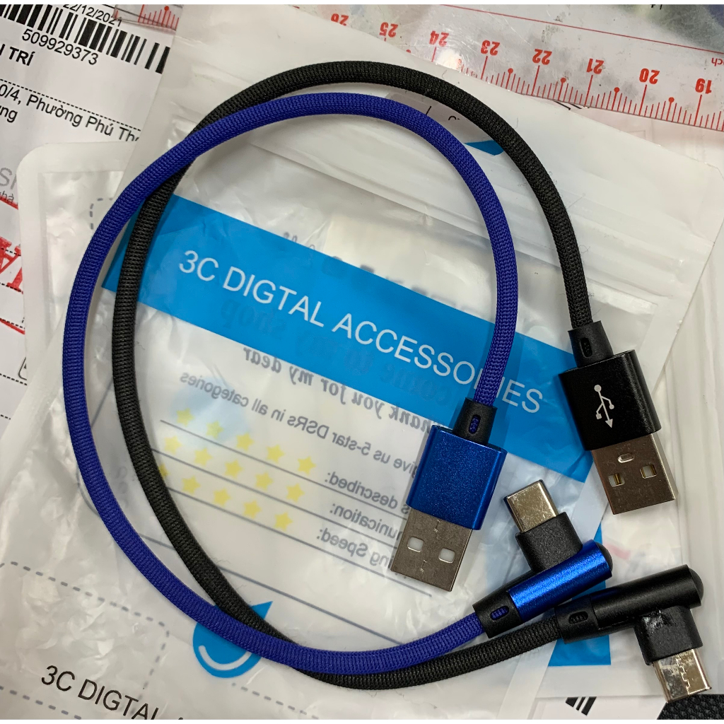 Cáp Sạc Nhanh Usb type C cong 90 độ, màu ngẫu nhiên