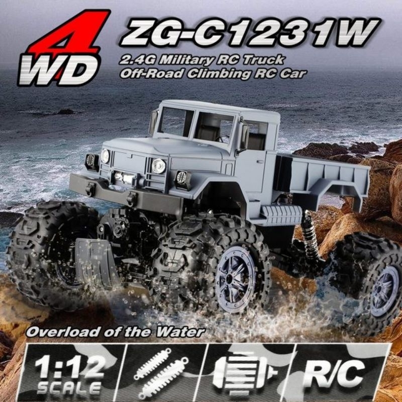 Xe tải địa hình điều khiển từ xa Off road 4WD lội nước 1/12