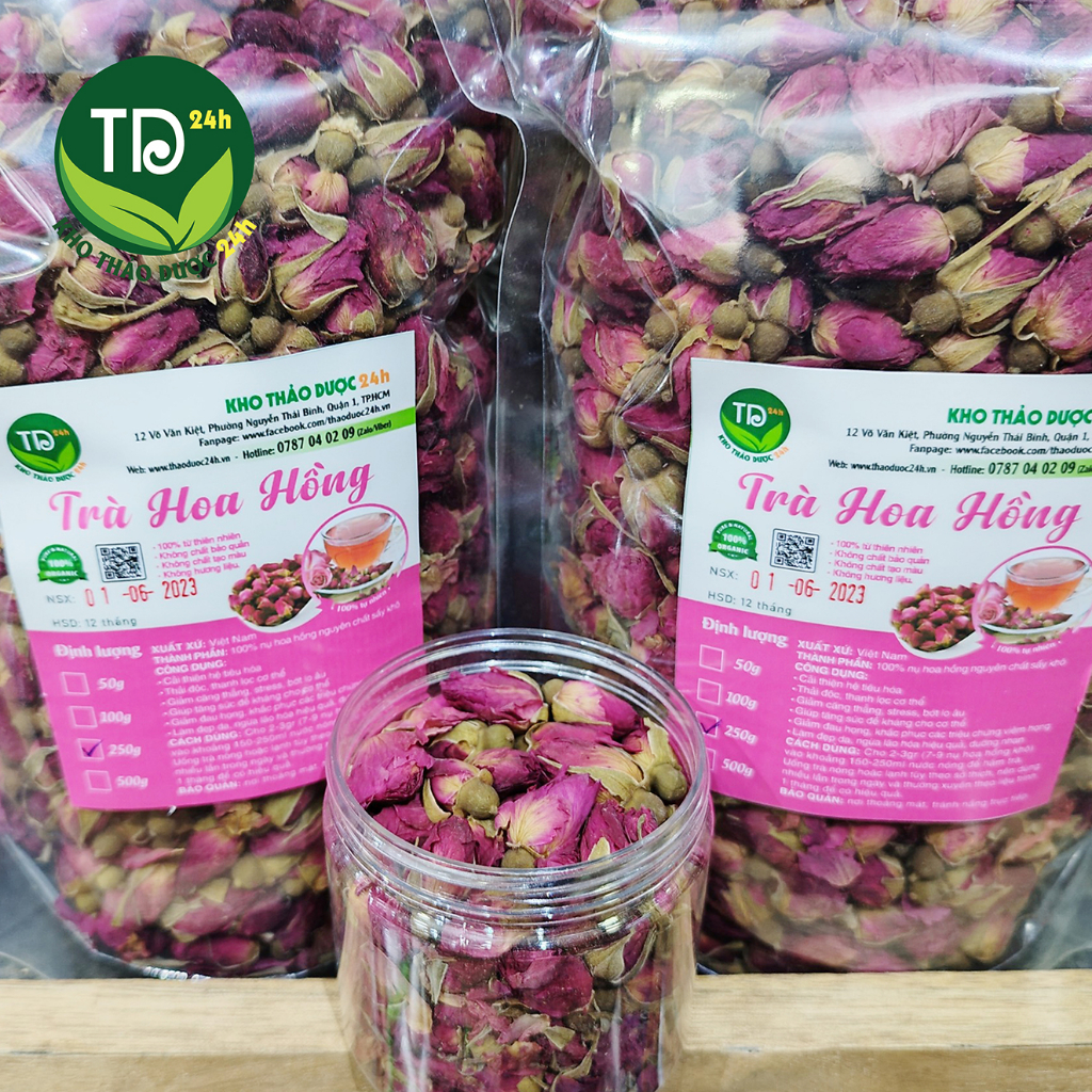 Trà hoa hồng sấy khô tự nhiên giúp thanh nhiệt giải độc, làm đẹp da, giảm căng thẳng mệt mỏi, lấy lại vóc dáng | Farm24h