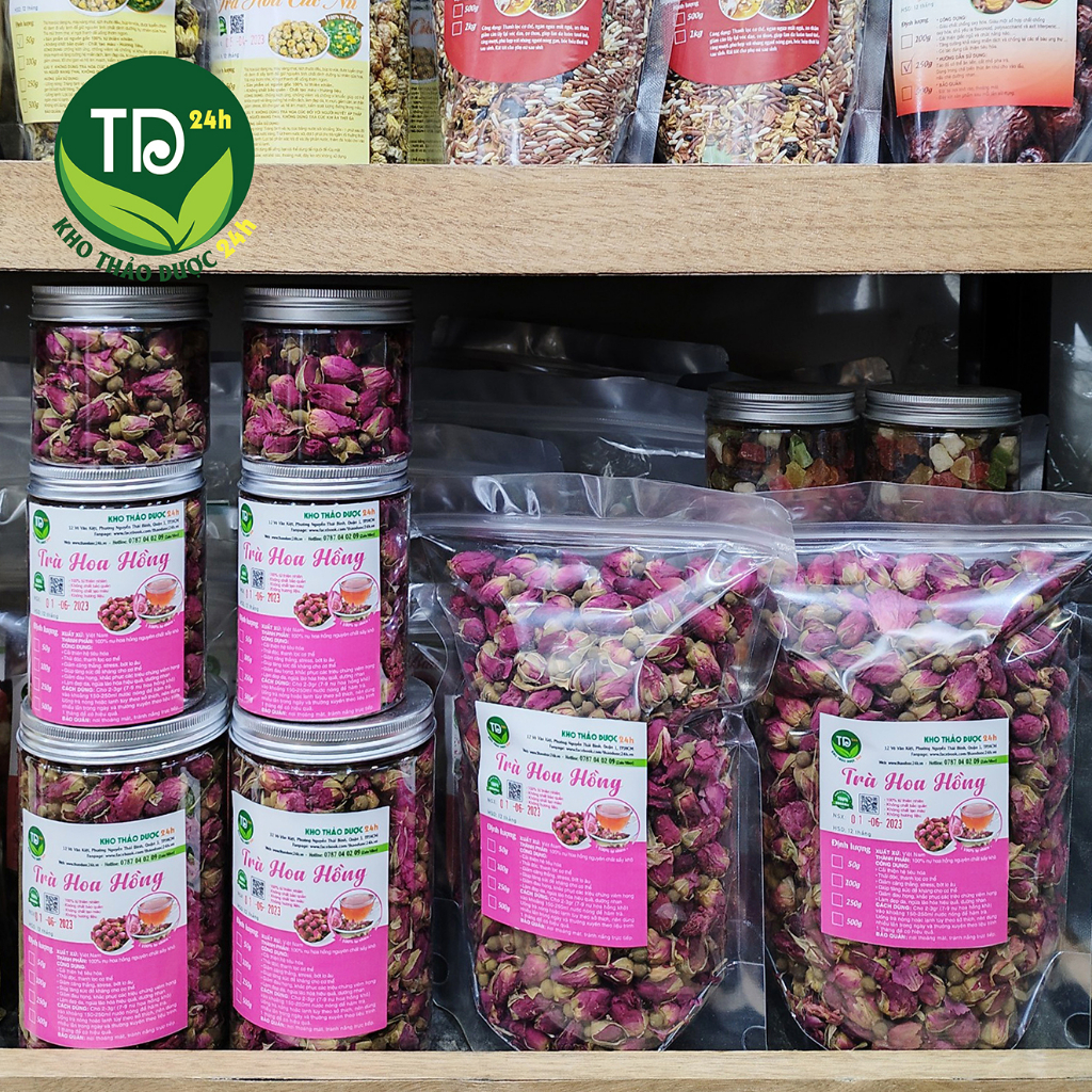 Trà hoa hồng sấy khô tự nhiên giúp thanh nhiệt giải độc, làm đẹp da, giảm căng thẳng mệt mỏi, lấy lại vóc dáng | Farm24h