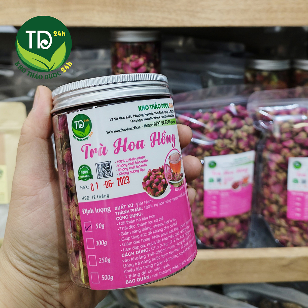Trà hoa hồng sấy khô tự nhiên giúp thanh nhiệt giải độc, làm đẹp da, giảm căng thẳng mệt mỏi, lấy lại vóc dáng | Farm24h