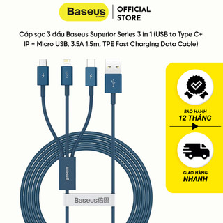 Cáp sạc 3 đầu Baseus Superior Series 3 in 1
