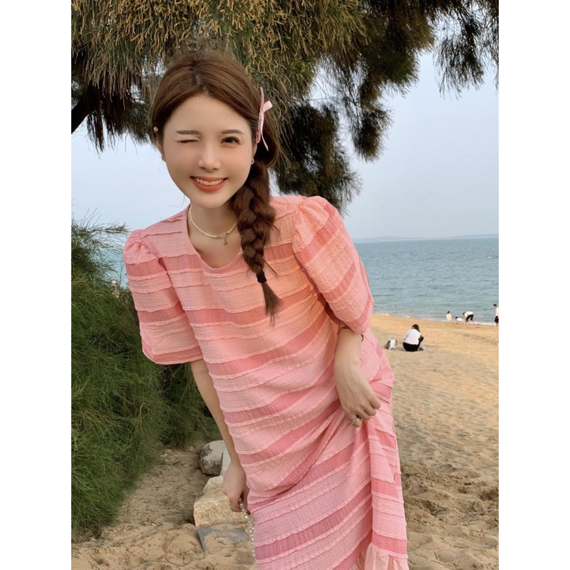 Váy kẻ suông phối chân tơ voan dáng dài PETBYCHANG, kiểu dáng basic màu sắc trendy cực kỳ dễ mặc