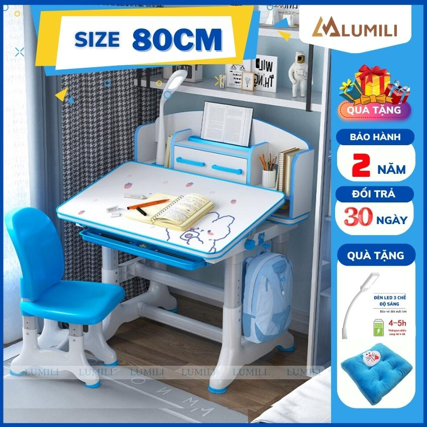[Size Lớn] Bộ bàn học có kệ sách chông gù chống cận, size 80cm K50 bàn ghế trẻ em tăng chỉnh độ cao điều chỉnh mặt bàn