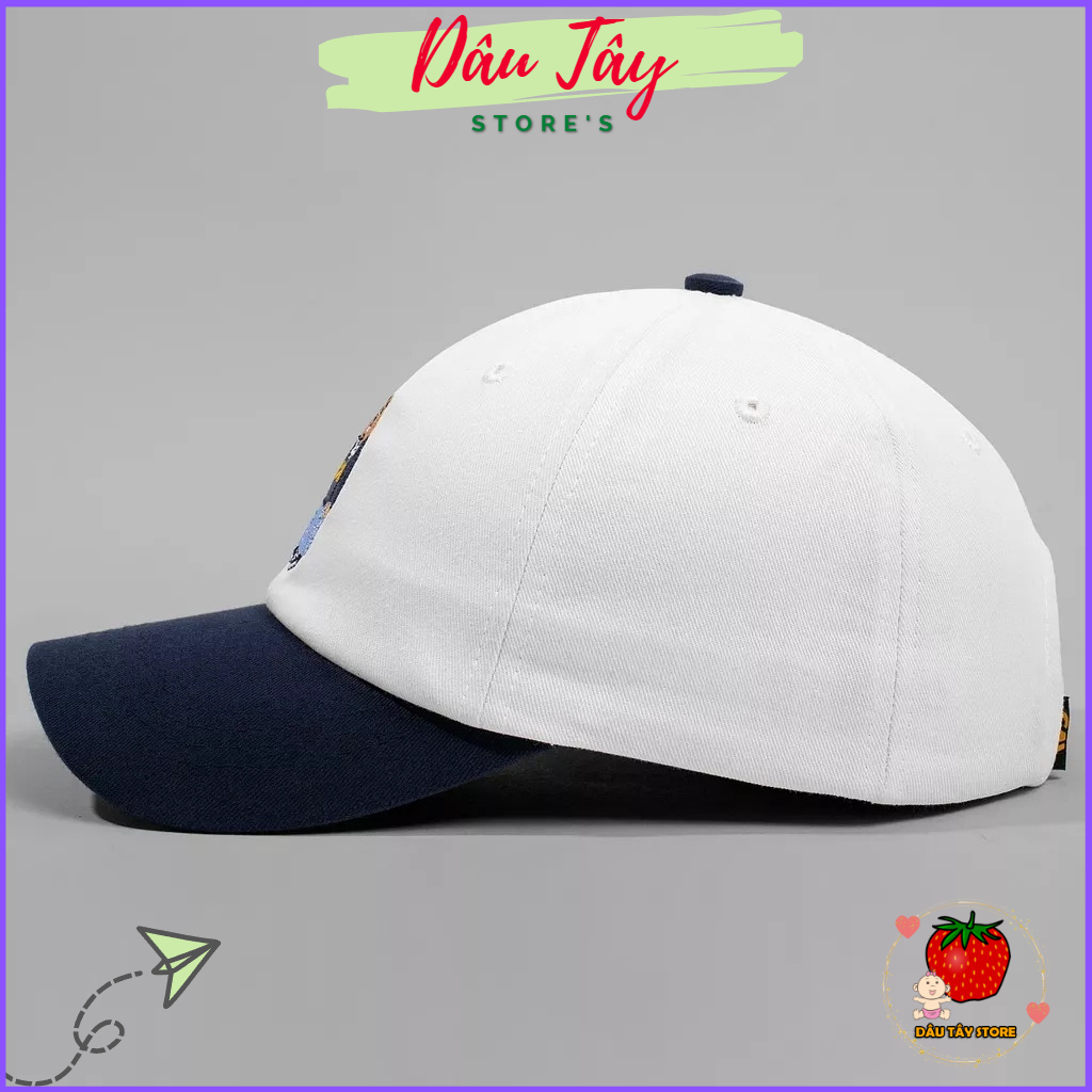 Mũ lưỡi trai thể thao thêu gấu cho bé trai bé gái màu trắng từ 3 đến 7 tuổi DT6268