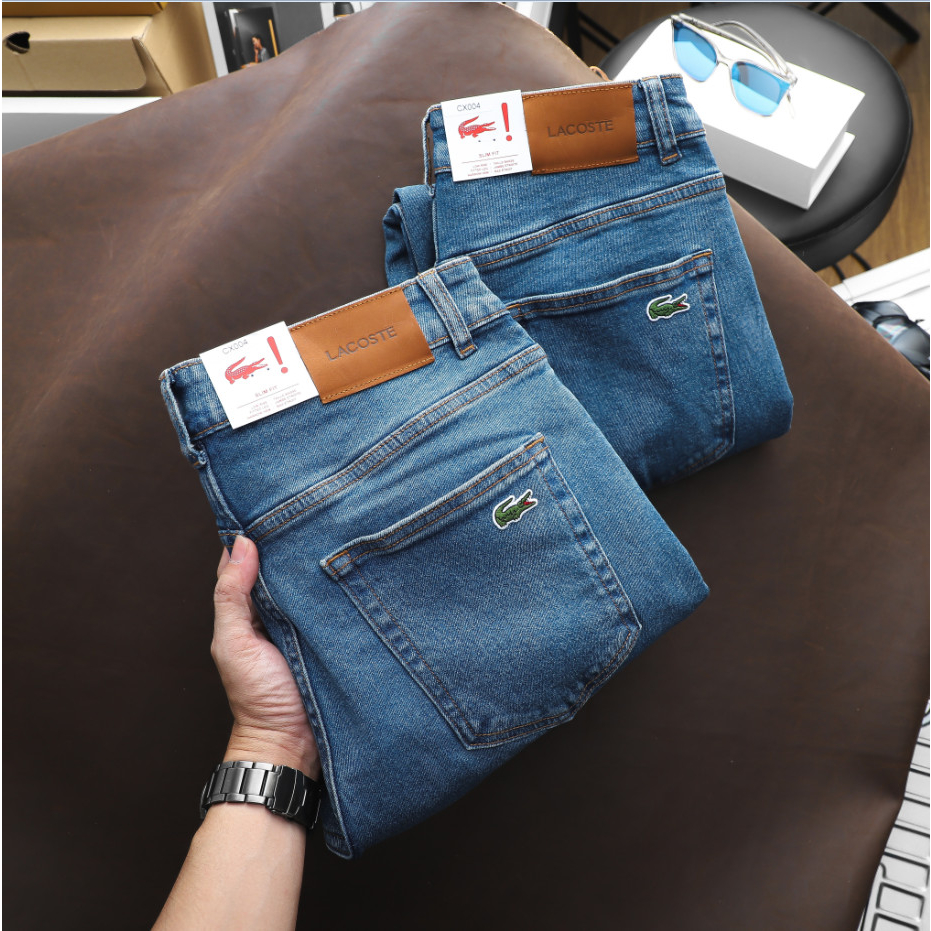 Quần Jean Nam LACOSTE Màu Xanh Nhạt Denim Form SlimFit Mềm Mịn Co Giãn Hàng Xuất Xịn 210417