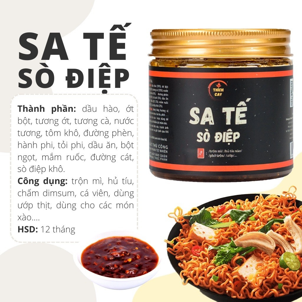 Sa Tế Sò điệp Thích cay 250, trộn mì, hủ tiếu, chân gà