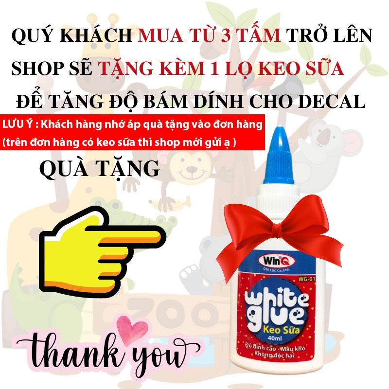 Decal dán tường Hình Các Con Vật Dán Tường Cho Bé . Đề can dán tường trang trí phòng ngủ