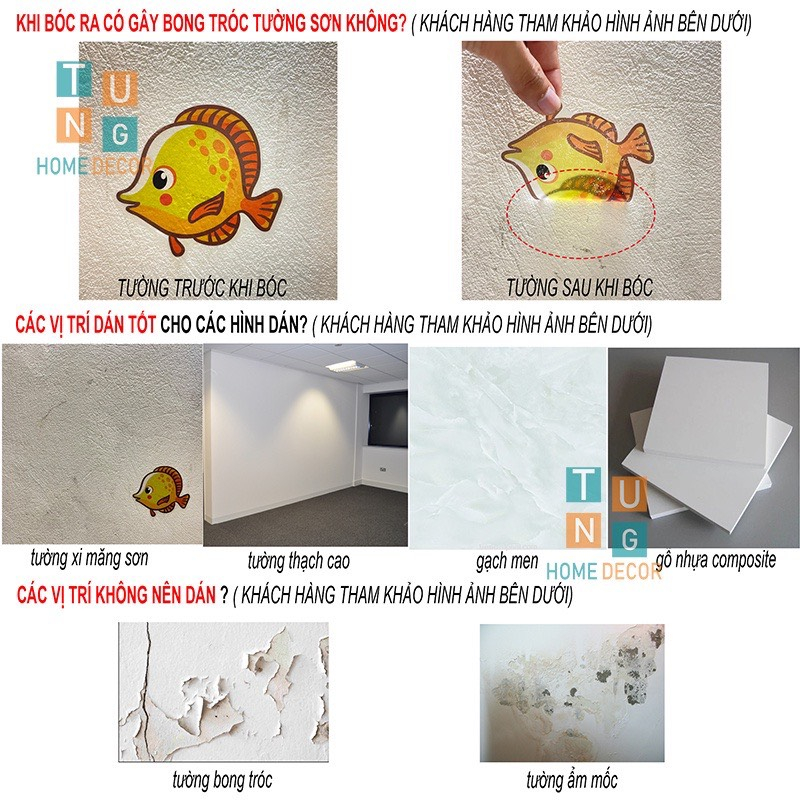 Decal dán tường Hình Các Con Vật Dán Tường Cho Bé . Đề can dán tường trang trí phòng ngủ