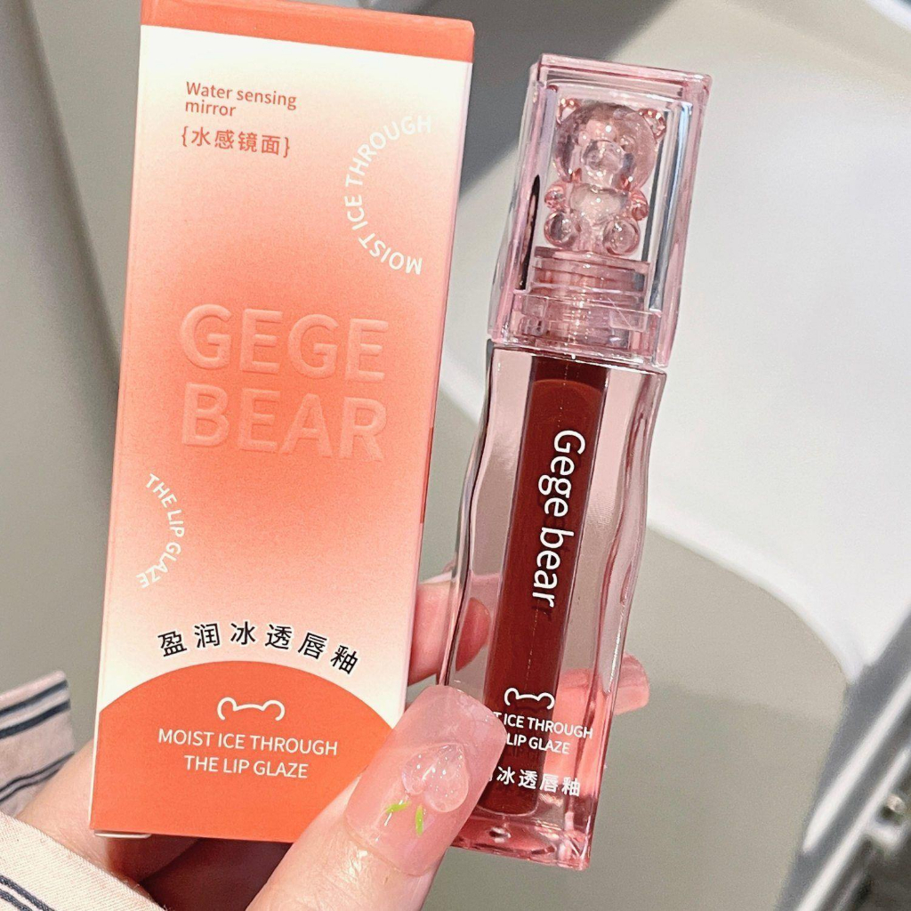 Son bóng Gege bear gấu Moist Ice Through The Lip Glaze hiệu ứng tráng gương siêu lì