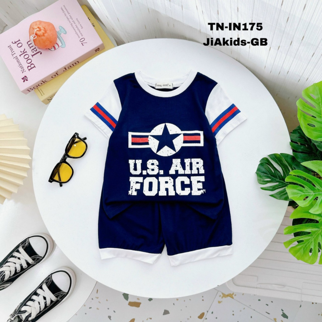 Bộ Cộc Tay THUN LẠNH MINKY MOM In Hình Phong Cách Thể Thao Cho Bé Đi Học Đi Chơi 10-27 ký